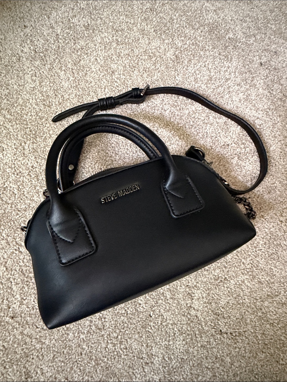 Steve Madden Black Mini Dome Satchel with Chain Strap